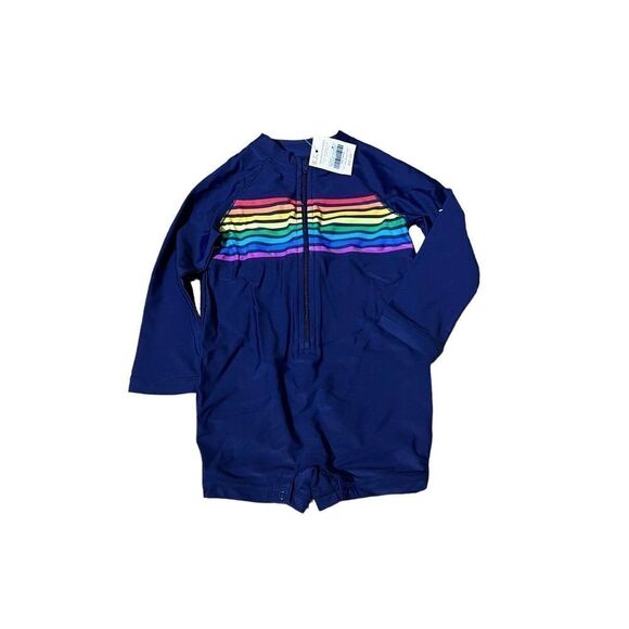 Primary Baby Navy Rainbow Baby Rain One Piece Rash Guard Size 18-24m - Picture 1 of 6